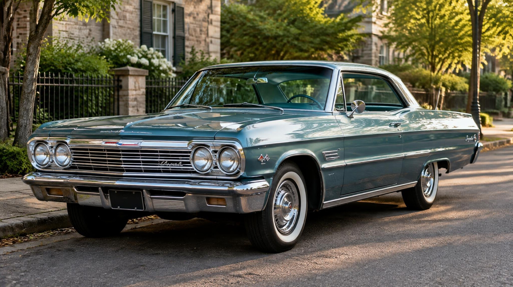 Vintage classic car with chrome details