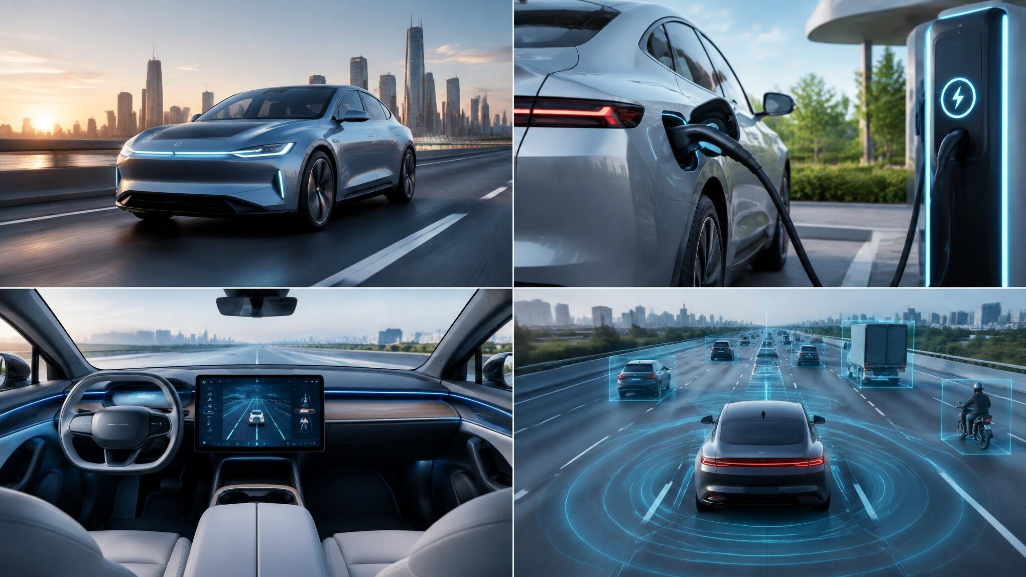 futuristic electric car on road