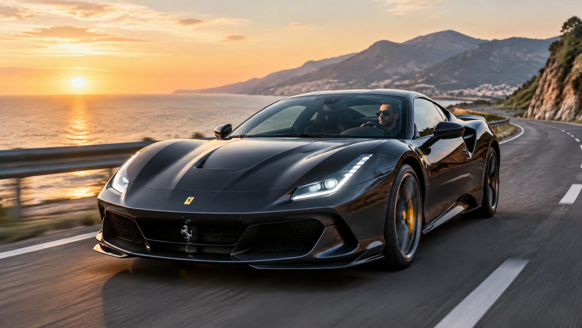 luxury car on open road