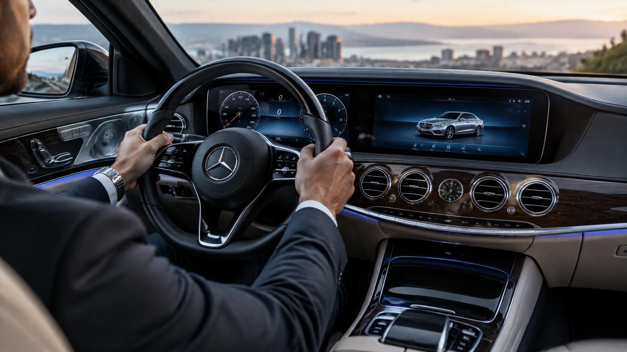 luxury car dashboard close up