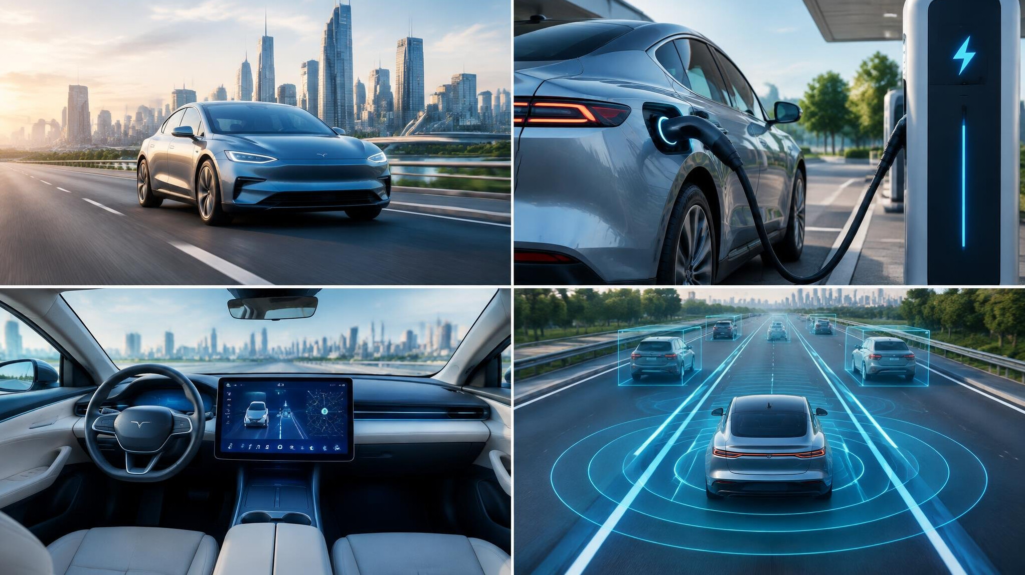 futuristic electric car on road