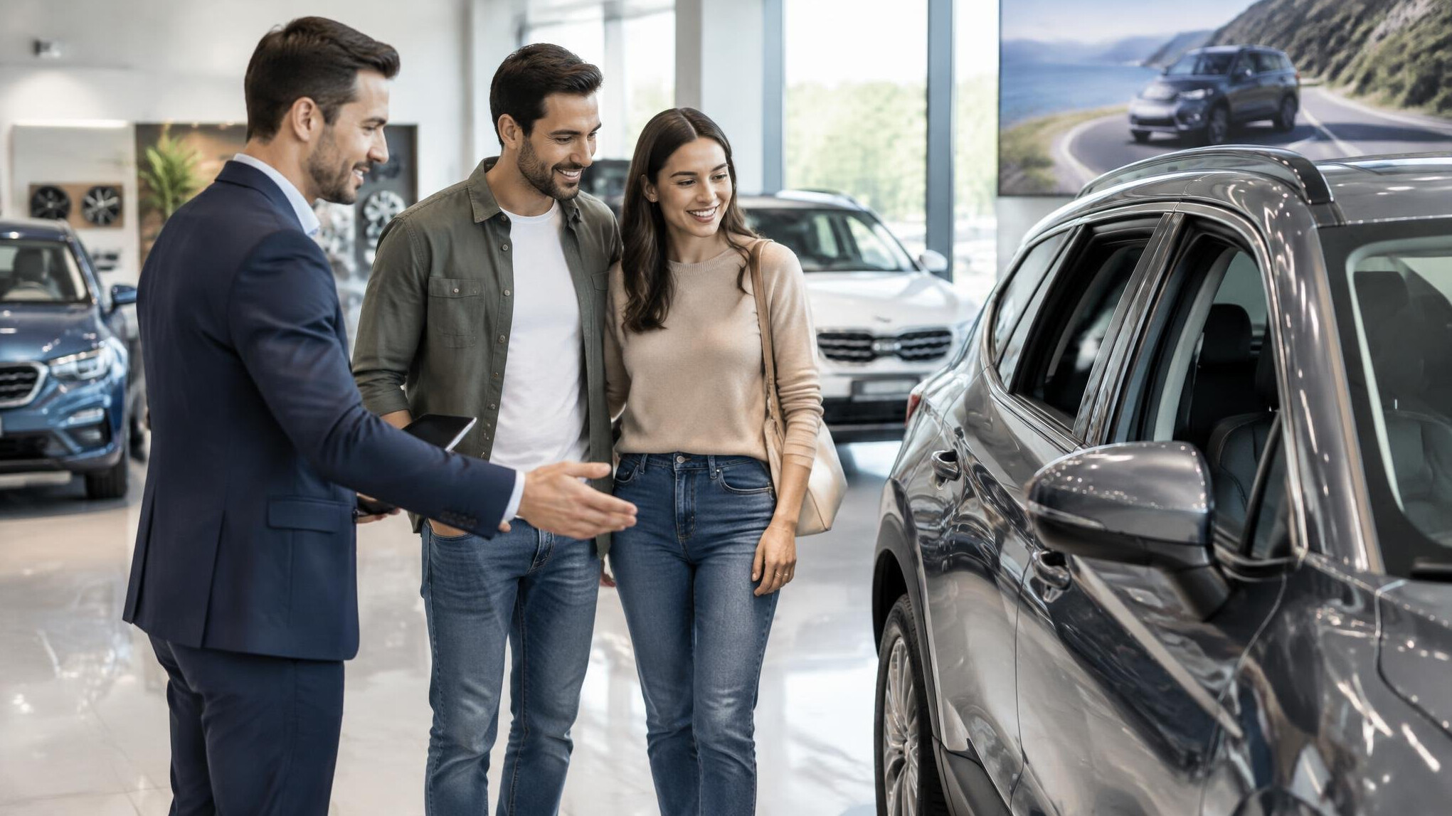 person choosing car at dealership