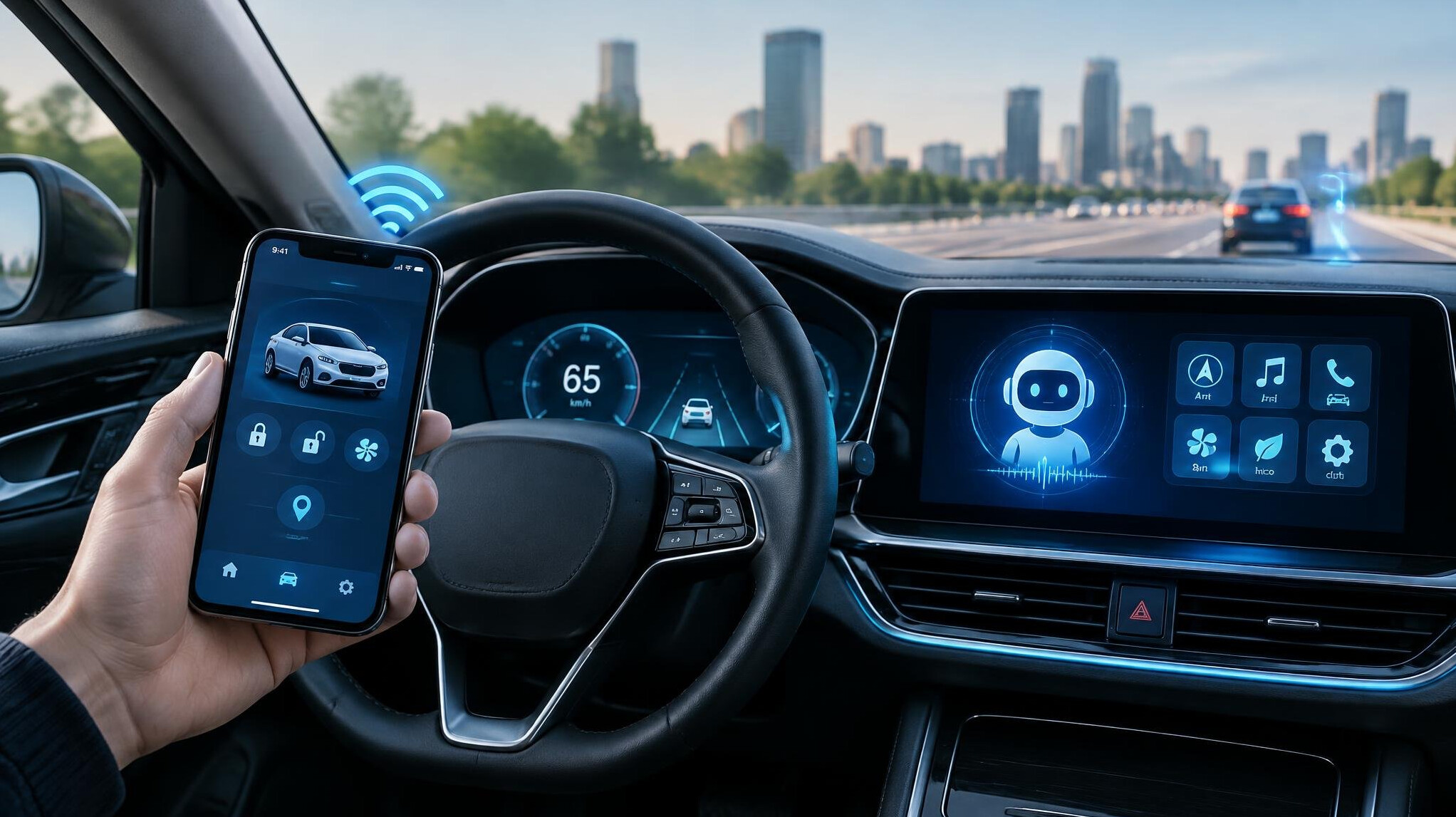 car connected to smartphone